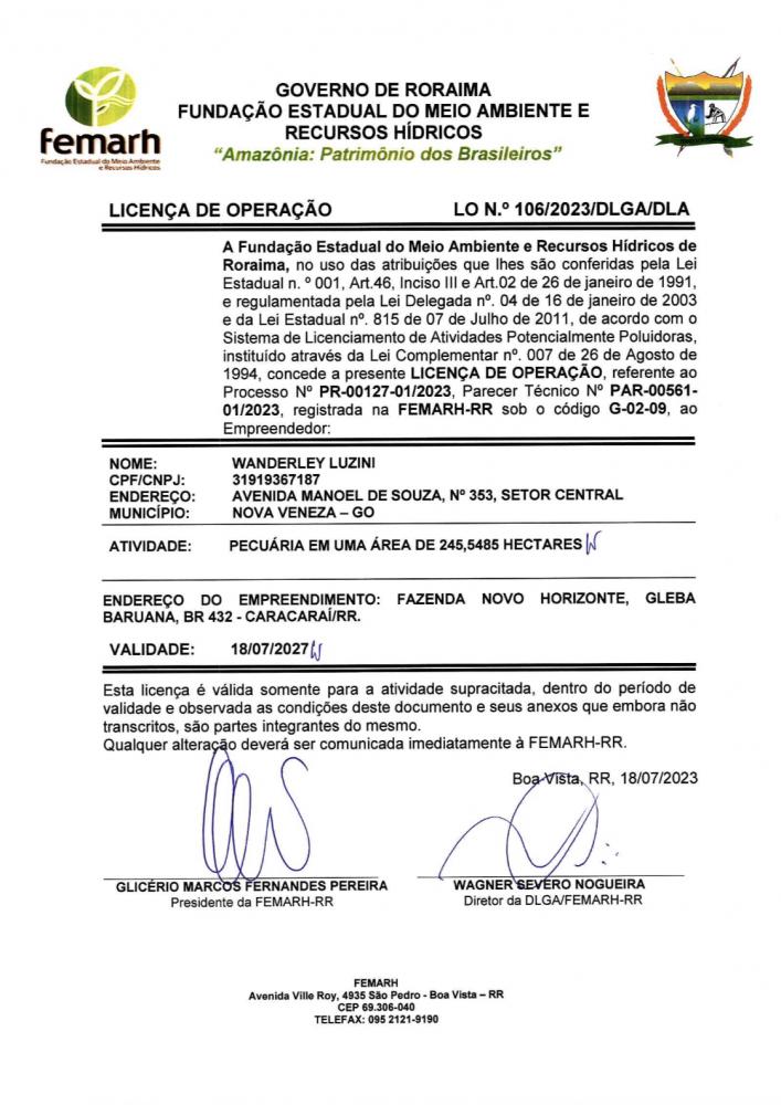 Licença de operação 
