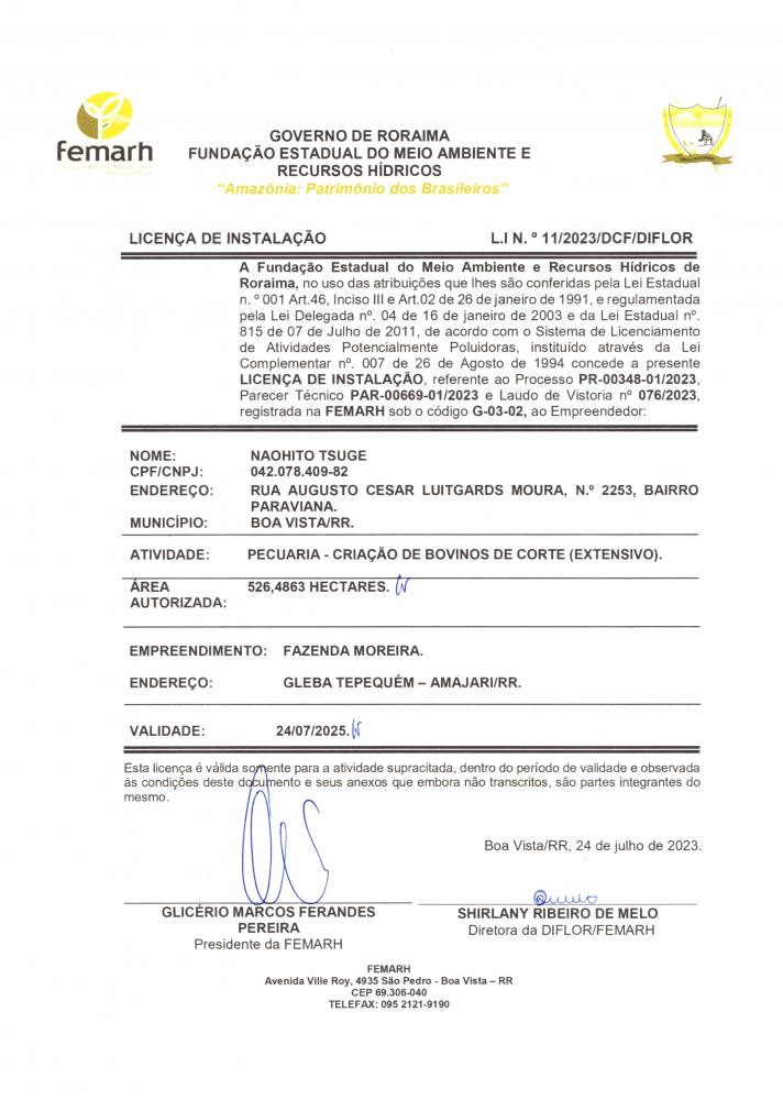 LICENÇA DE INSTALAÇÃO