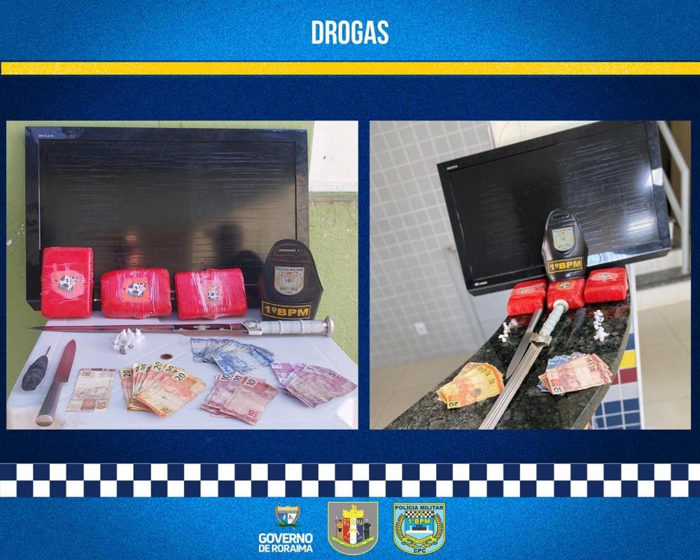 Polícia apreende substâncias entorpecentes e até uma espada no Bairro Liberdade com prejuízo estimado de R$152 mil